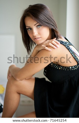 stock photo Portrait of a girl posing in a flat