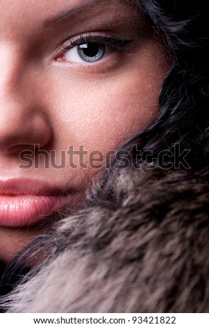 Picture of a beautiful female face with fur