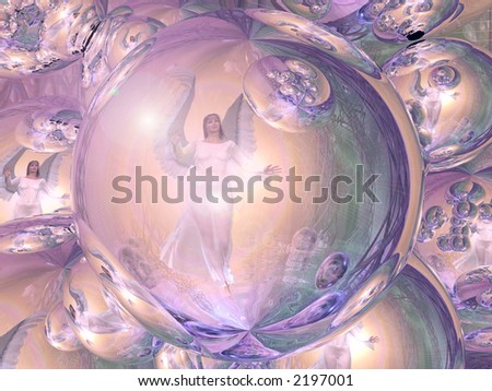 An Angel reflected in crystal balls