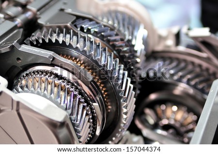 Cross-section of a car gearbox.