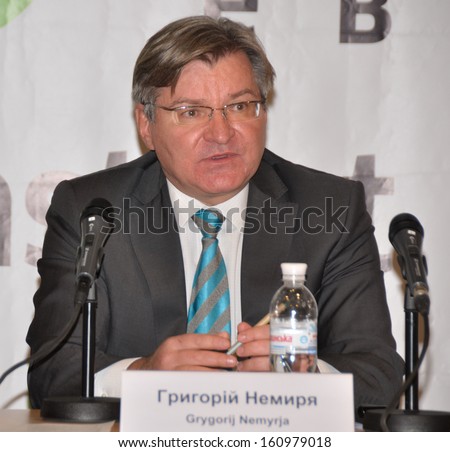 KIEV, UKRAINE - 1 OCTOBER 2013: Ukrainian diplomat and deputy G.Nemyria speaks on the international political conference devoted to European integration of Ukraine on October 1, 2013 in Kiev, Ukraine.