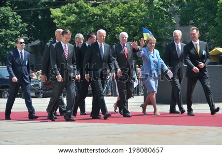 KIEV, UKRAINE - 08 JUNE 2014: The vice-president of USA Joe Biden, senators John McCain, Marcy Kaptur visit the inauguration of Ukrainian President Petro Poroshenko on June 08, 2014 in Kiev, Ukraine