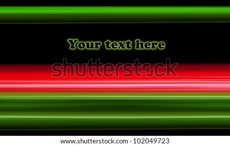 Abstract layout with green and red lines on black background. Free space for text and can be use as web template