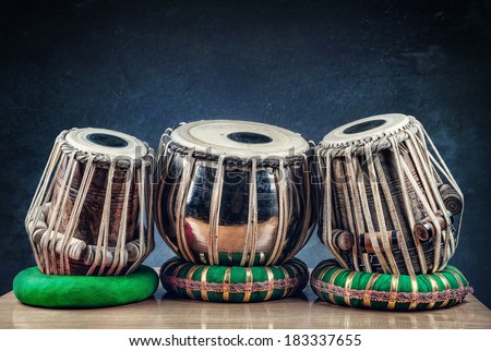 Tabla drums Indian classical music instrument on the table