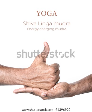 Hands in shiva linga mudra by Indian man isolated at white background Gesture of energy charging Free space for your text Hands in shiva linga mudra by Indian man isolated at white background Gesture of energy charging Free space for your text