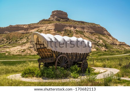Covered Wagon at Scotts Bluff National Monument in Nebraska
