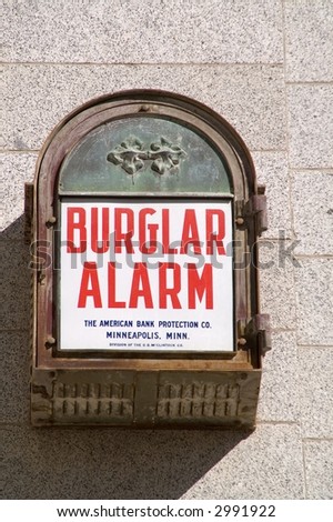 Vintage burglar alarm found on building built in 1902