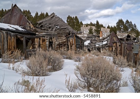 Buildings from a long abandoned ghost town in the western USA
