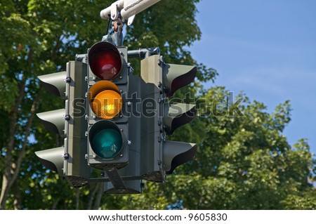 Yellow on a traffic signal means to slow down because the light will soon be red