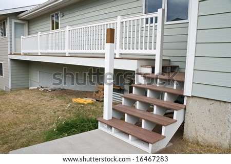 New composite deck with vinyl railing almost finished