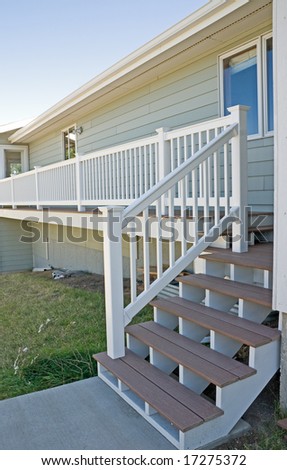 New composite deck with vinyl railing