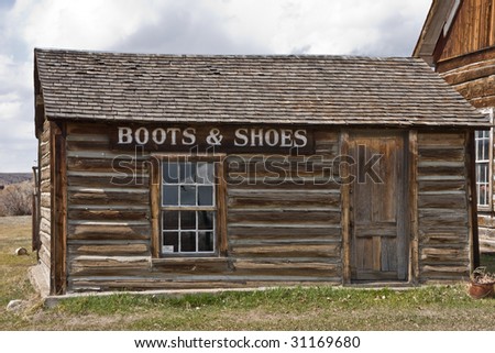 Boot and shoe shop in the ghost town of Nevada City, Montana
