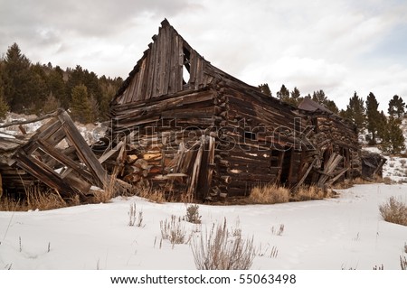 Abandoned livery stable must have once been a beautiful log structure in what is now a ghost town