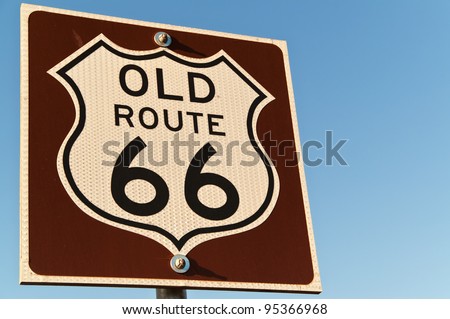 Brown, white, and black sign for old route 66 in Texas