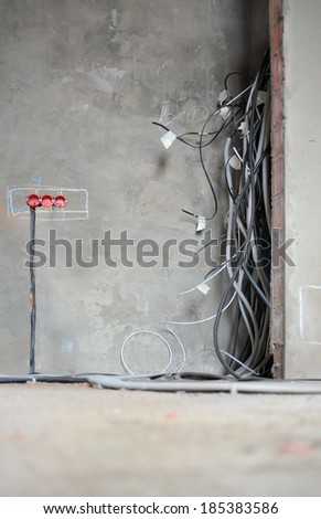 House under construction and repair at home. Electricity. Vertical.