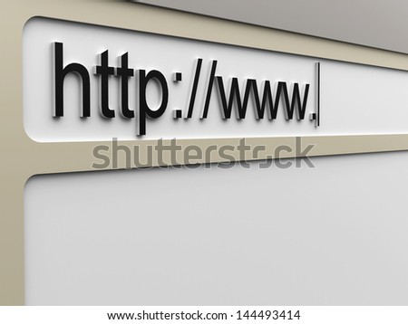 Blank address bar of internet browser, three-dimensional rendering