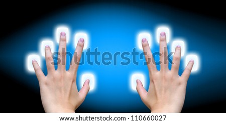 scanning of finger on a touch screen interface