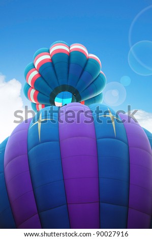 colorful hot air balloon with beautiful blue sky and cloud