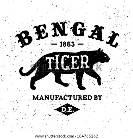 vintage label Bengal Tiger T-Shirt Print vintage label Bengal Tiger T-Shirt Print