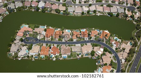 Lake front homes in a desert community