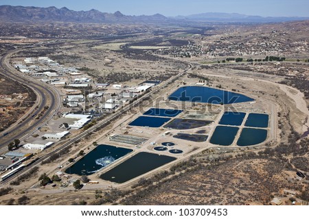 Aerial view of the Nogales Waste Water Treatment Facility in Rio Rico, Arizona