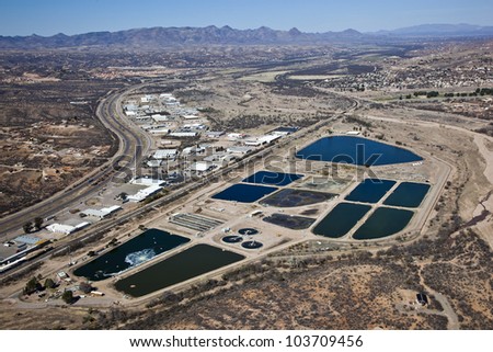 Aerial view of the Nogales, Arizona Waste Water Treatment Facility
