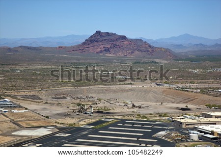 Mount McDowell, better known as Red Mountain looking northeast from Falcon Field in Mesa, Arizona