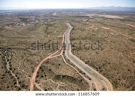 Aerial view of the Beardsley Canal outside Phoenix, Arizona