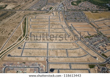 Aerial view of Infrastructure for housing development