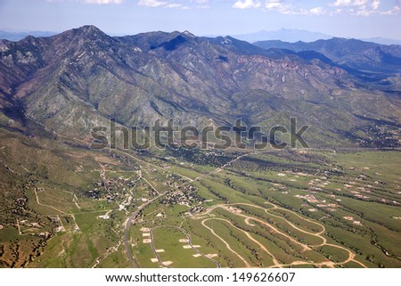 Huachuca Mountains near Sierra Vista, Arizona from above