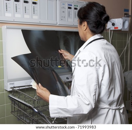 Physician\'s Assistant putting up X-Rays