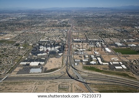 Aerial view of Chandler, Arizona and the Loop 101 and Loop 202 Highway