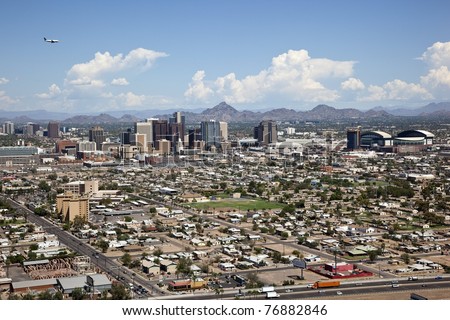 Aerial view of Phoenix, Arizona Skyline