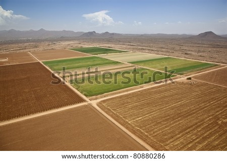 Farmland Meets The Desert aerial view