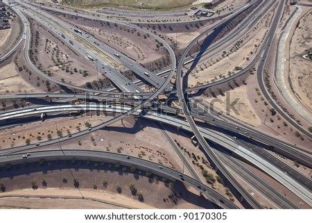 Aerial view of major highway Interchange
