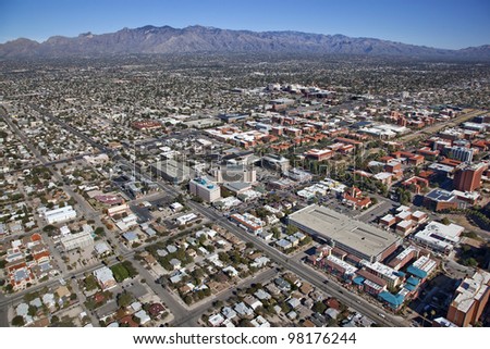 Tucson, Arizona skyline with the Catalina Mountains in the distance