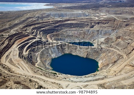 Aerial view of Open Pit Copper Mine near Green Valley, Arizona