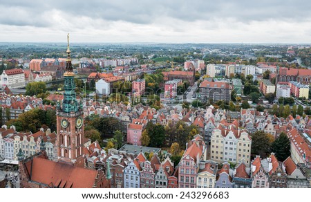 GDANSK, POLAND - OCTOBER 17: Aerial view from Basilica of the Assumption of the Blessed Virgin Mary known as St. Mary\'s Church on October 17, 2014 in Gdansk