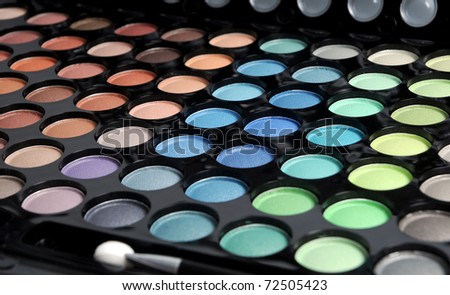 pallette with various colors of eyeshadows
