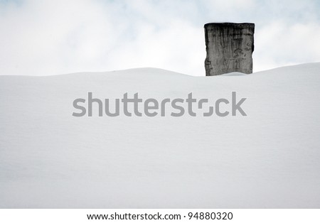 Roof covered with snow after heavy snowfall
