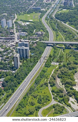 stock photo : The Bloor Street viaduct crossing the Don Valley Parkway.