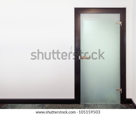 Modern glass door - wood and frozen glass