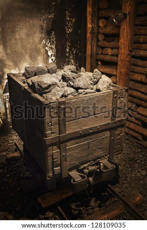 Coal mine cart full of coal