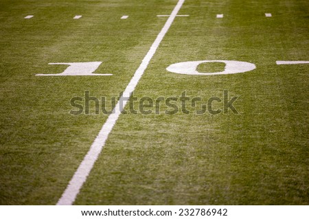 Lines on the turf in American Football Field.