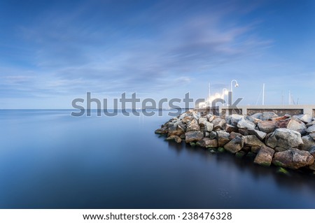 The Baltic Sea shore. arbor called Marina at the end of Sopot pier, Poland