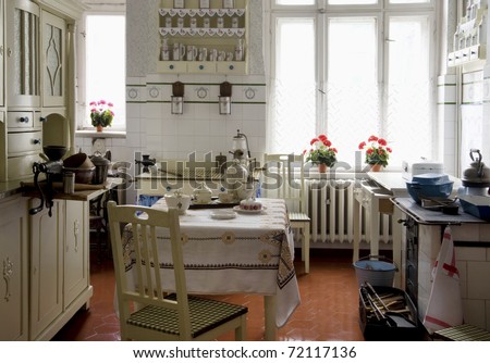 Original vintage kitchen of middle class from beginning of 20th century in Silesia - industrial, mining region of Poland