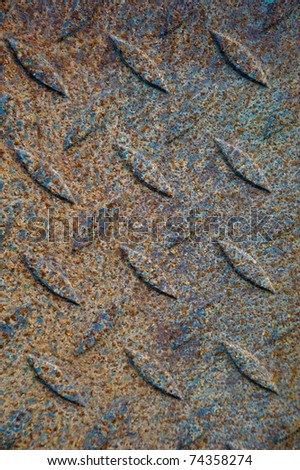Rusted, dirty metal foot tread plate background
