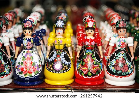 Traditional handmade toys puppets dolls in symbolic artistic dress