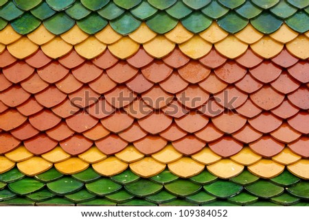 Mix color roof tiles in temple