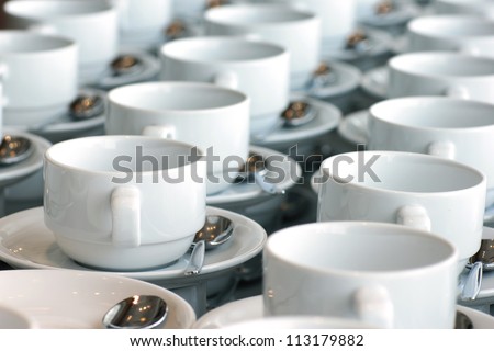Empty coffee cups pattern in buffet corner